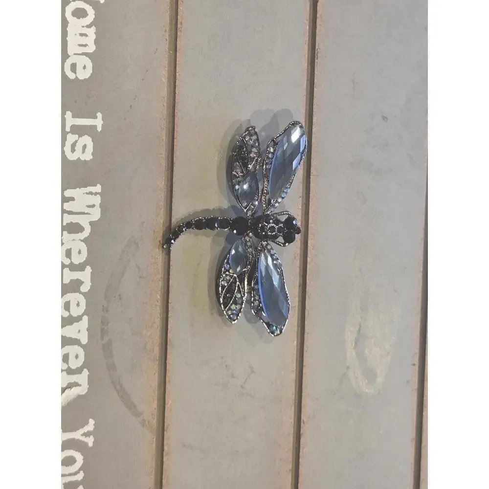 Gorgeous beaded dragonfly rhinestone brooch